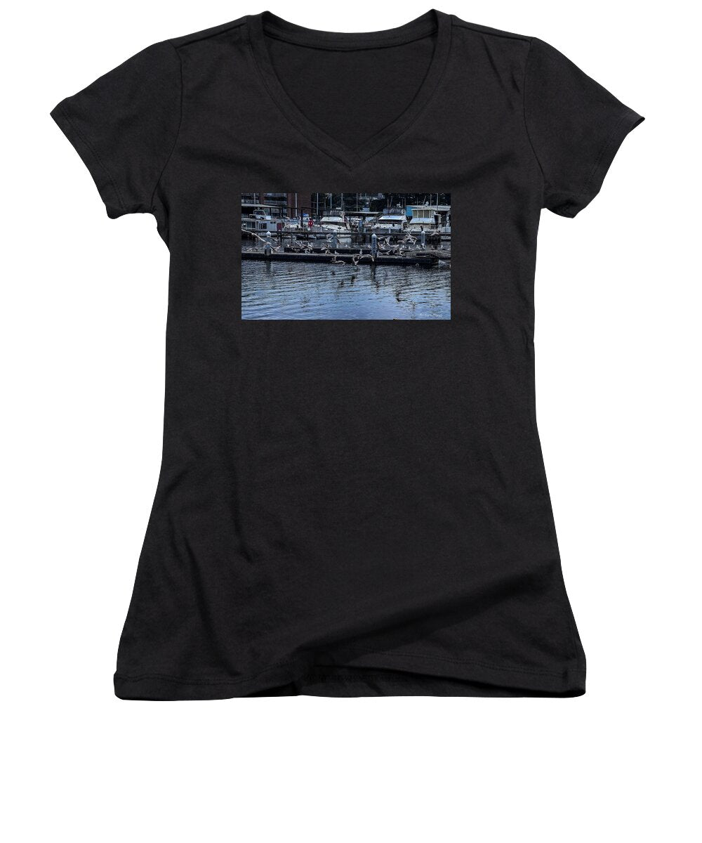 Birds at the Dock - Women's V-Neck
