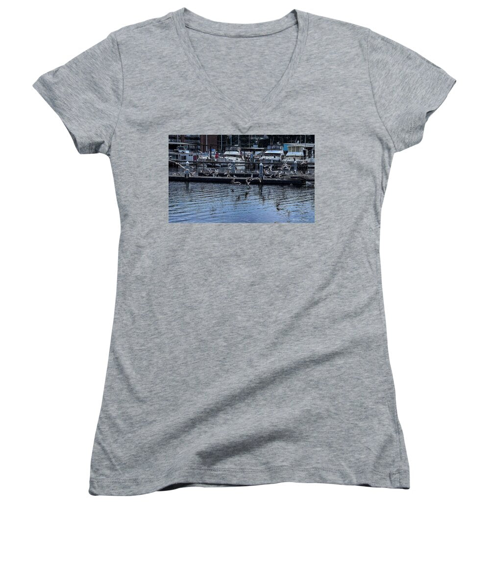 Birds at the Dock - Women's V-Neck