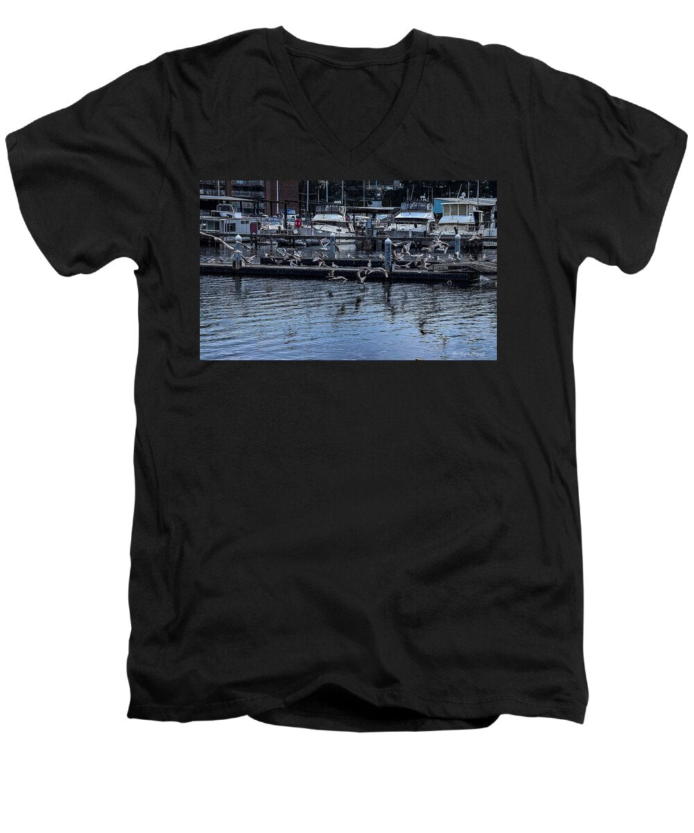 Birds at the Dock - Men's V-Neck T-Shirt