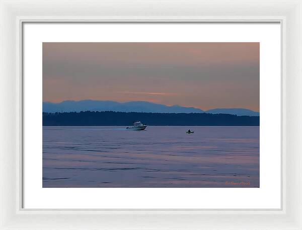 Boating at sunset - Framed Print