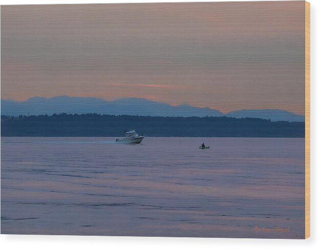 Boating at sunset - Wood Print