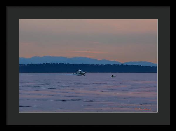 Boating at sunset - Framed Print