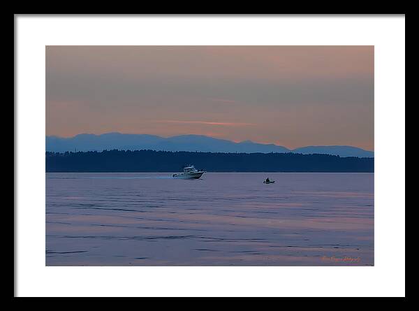 Boating at sunset - Framed Print
