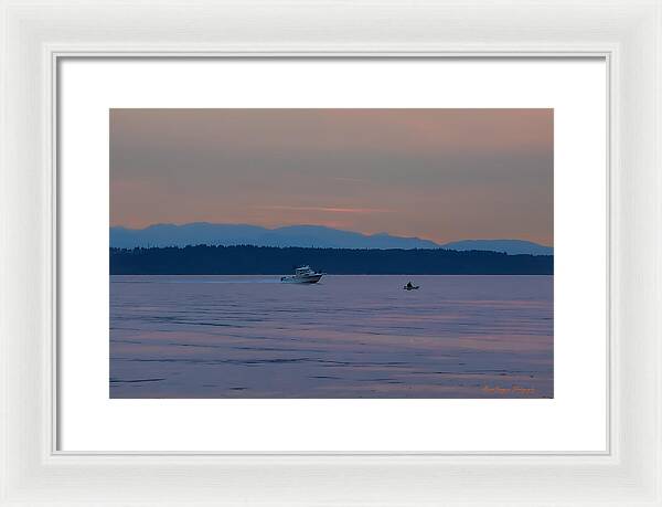 Boating at sunset - Framed Print