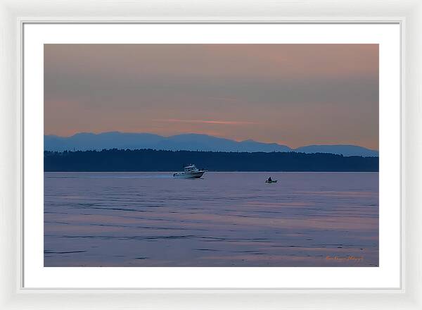 Boating at sunset - Framed Print