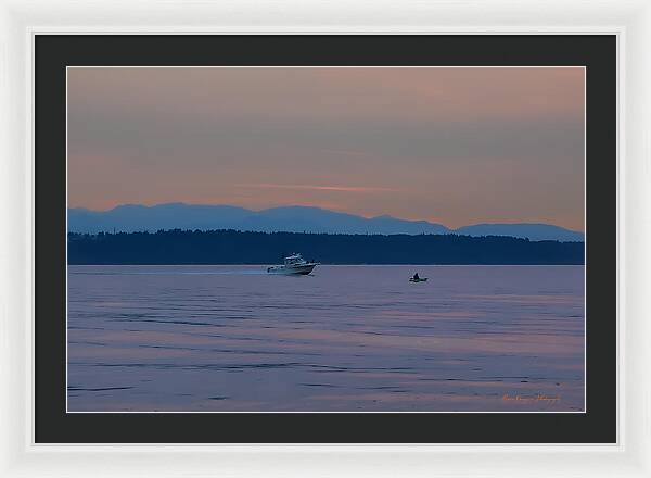 Boating at sunset - Framed Print