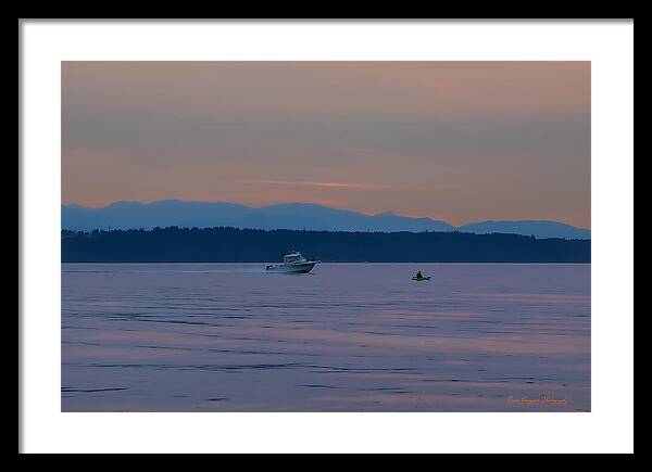 Boating at sunset - Framed Print