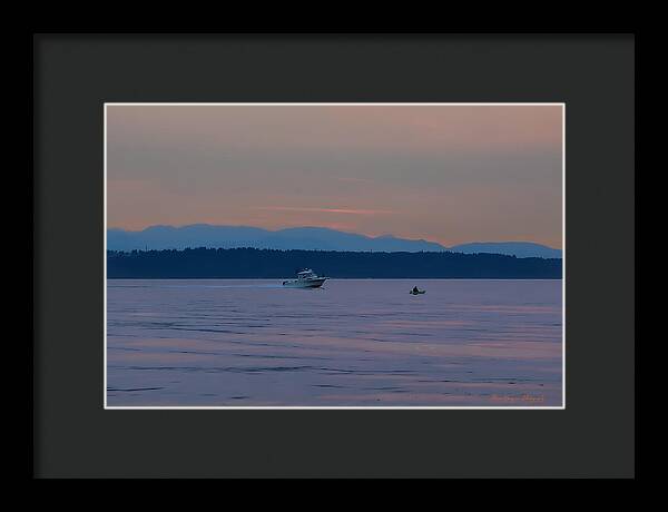 Boating at sunset - Framed Print