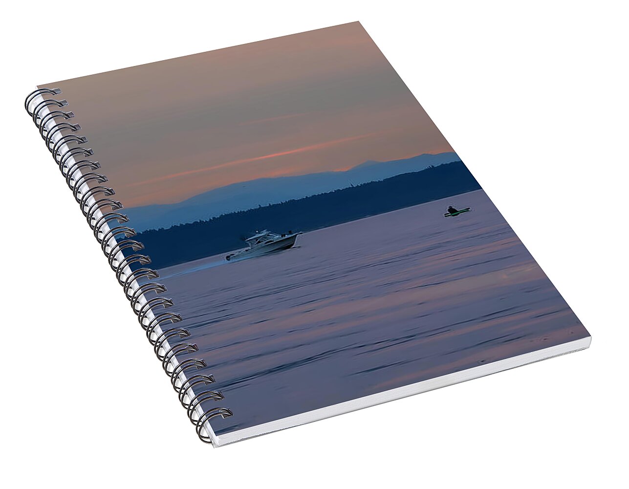Boating at sunset - Spiral Notebook