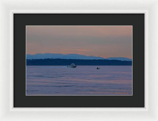 Boating at sunset - Framed Print