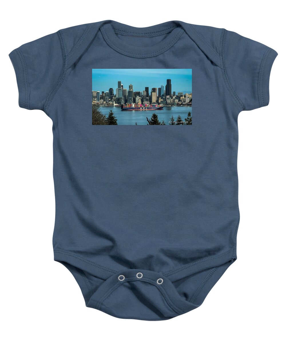 Container ship going into port - Baby Onesie