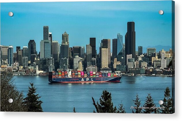 Container ship going into port - Acrylic Print