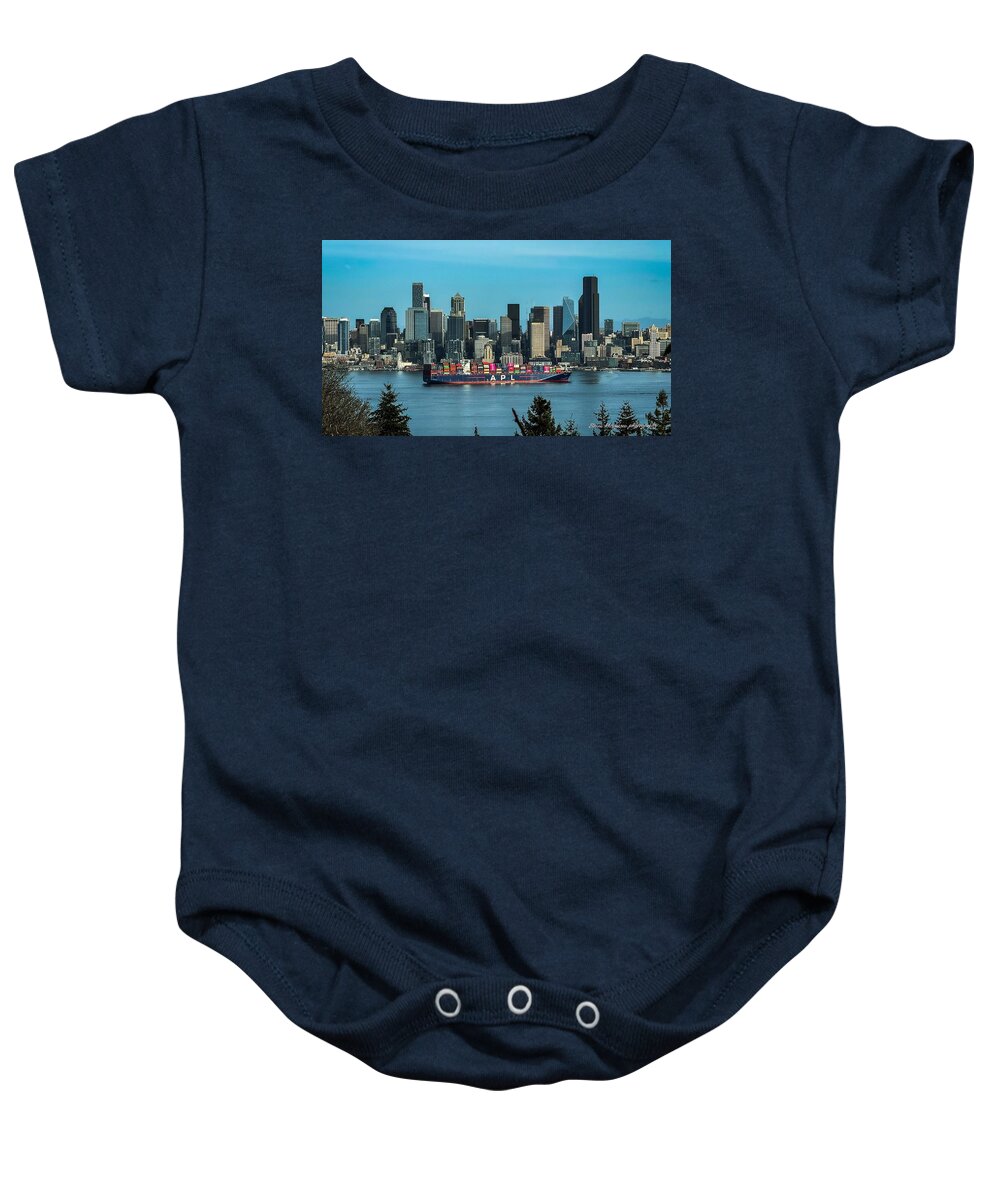 Container ship going into port - Baby Onesie