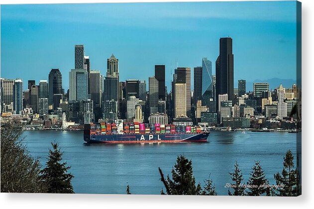 Container ship going into port - Acrylic Print