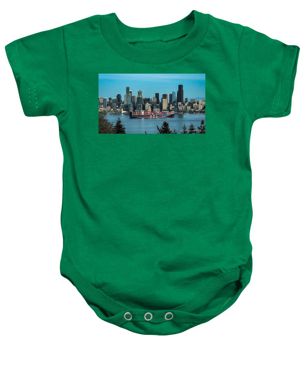 Container ship going into port - Baby Onesie