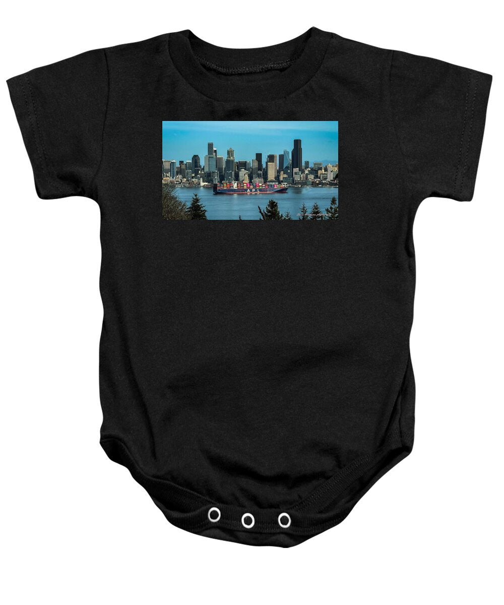 Container ship going into port - Baby Onesie