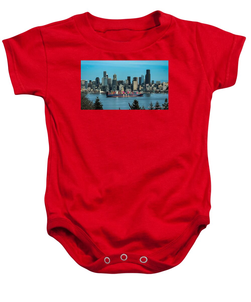Container ship going into port - Baby Onesie
