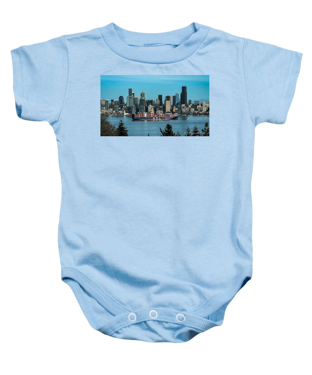 Container ship going into port - Baby Onesie