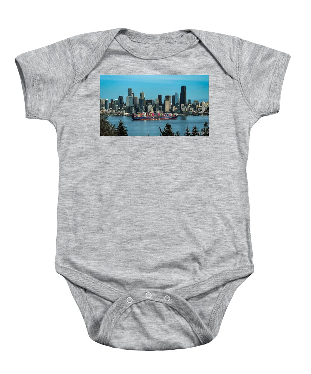 Container ship going into port - Baby Onesie