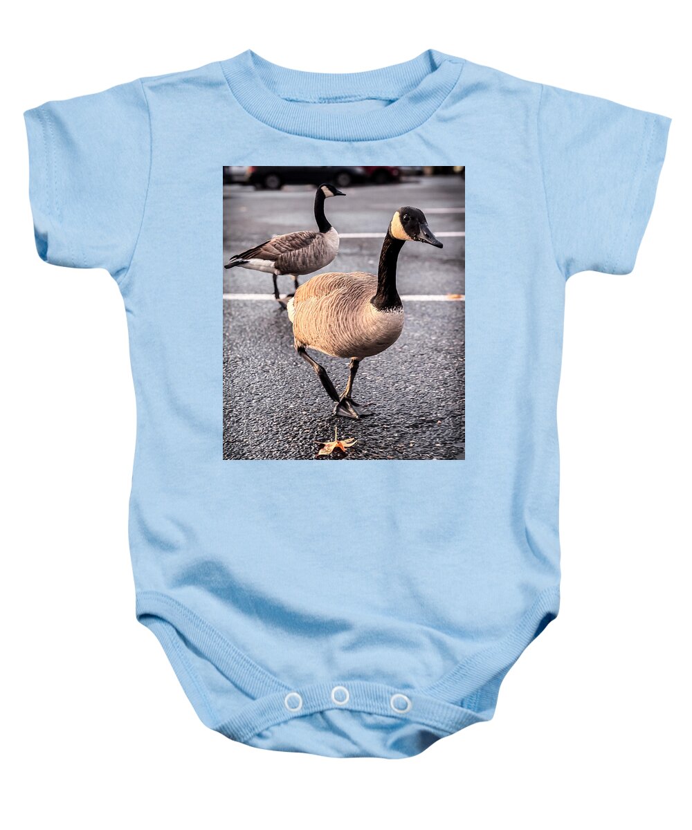 Geese in the parking lot - Baby Onesie