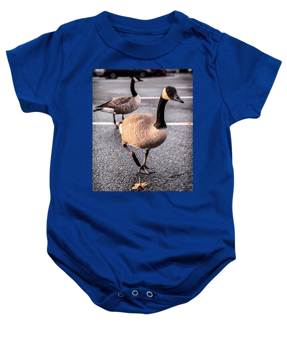 Geese in the parking lot - Baby Onesie