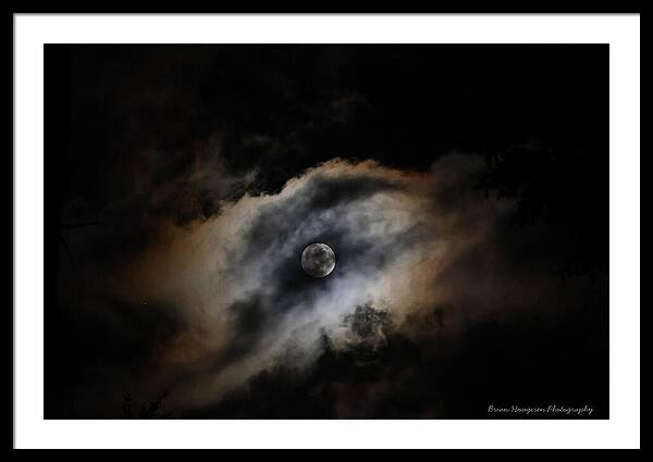 Moon in the clouds - Framed Print
