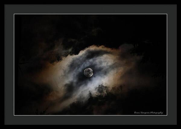 Moon in the clouds - Framed Print