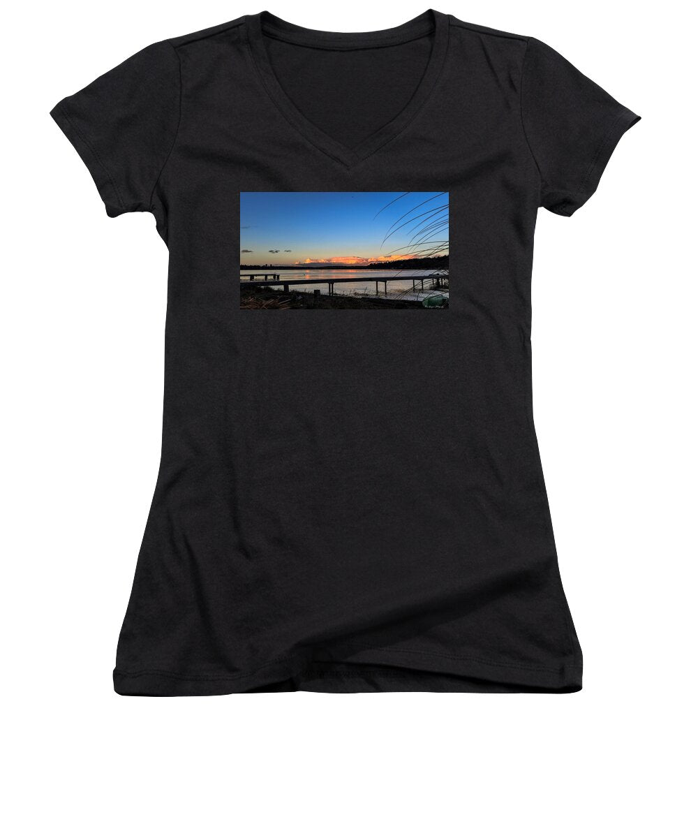 Sunset at the lake - Women's V-Neck