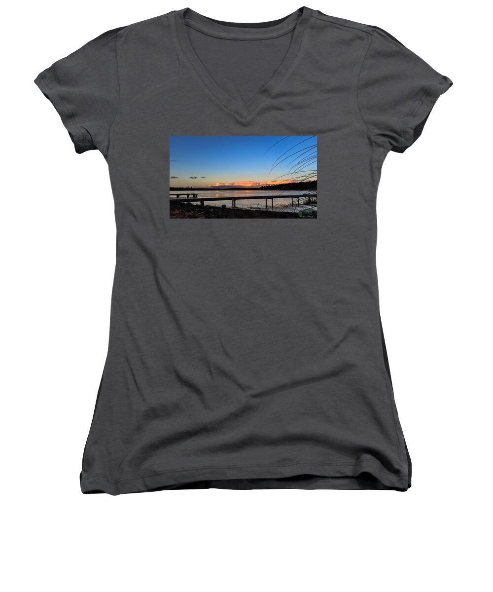 Sunset at the lake - Women's V-Neck