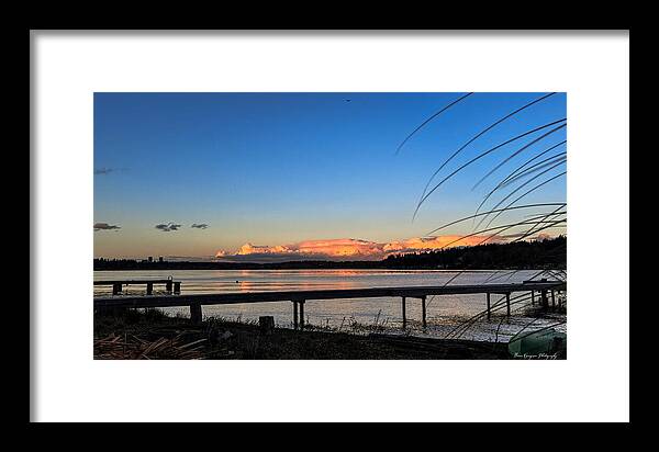 Sunset at the lake - Framed Print