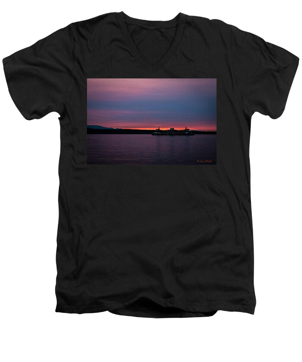 Sunset with the Ferry - Men's V-Neck T-Shirt