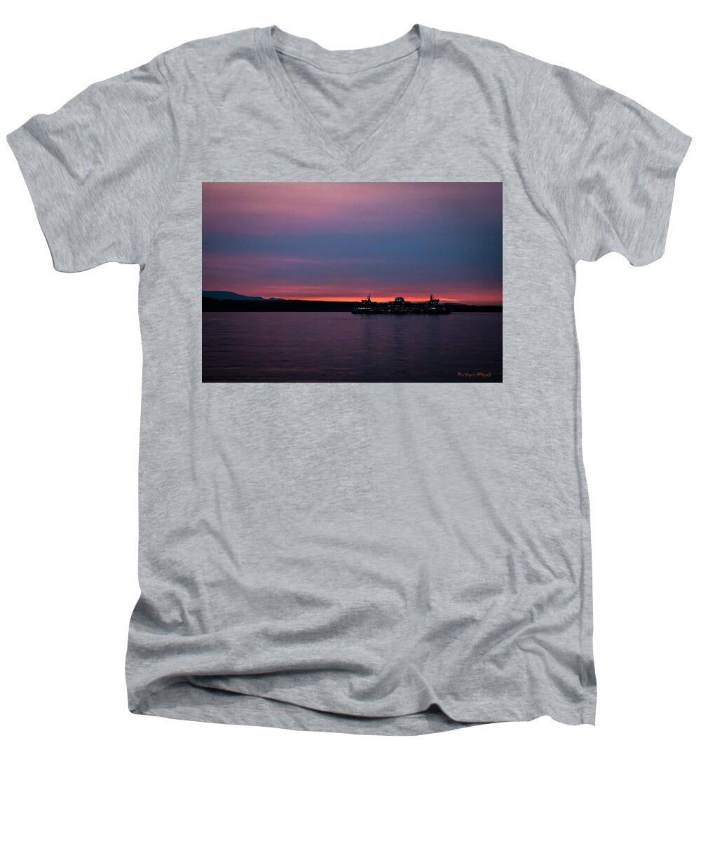 Sunset with the Ferry - Men's V-Neck T-Shirt