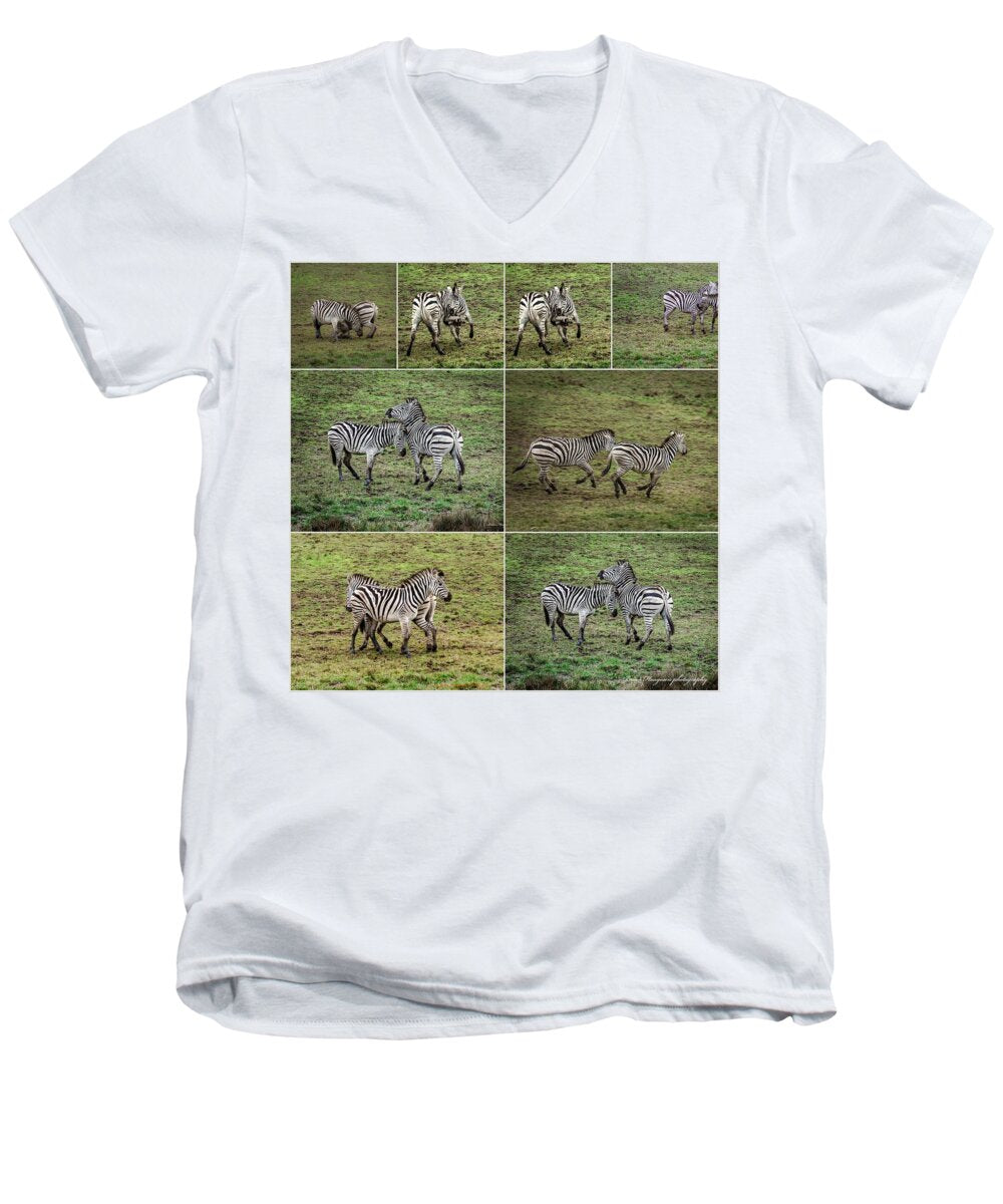 Zebras in play - Men's V-Neck T-Shirt