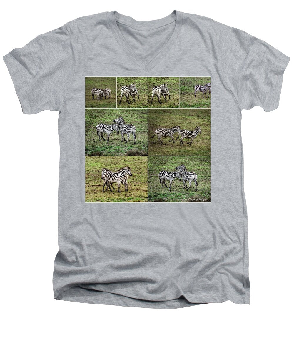 Zebras in play - Men's V-Neck T-Shirt