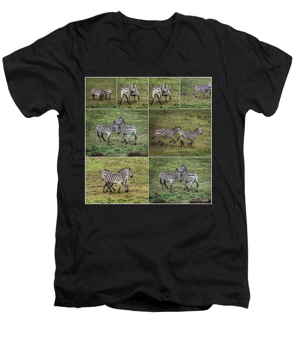 Zebras in play - Men's V-Neck T-Shirt