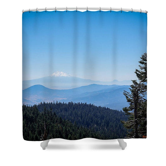 Mt Shasta in the haze 1 - Shower Curtain