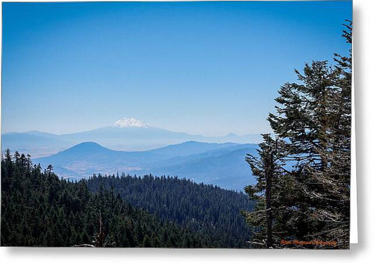 Mt Shasta in the haze 1 - Greeting Card