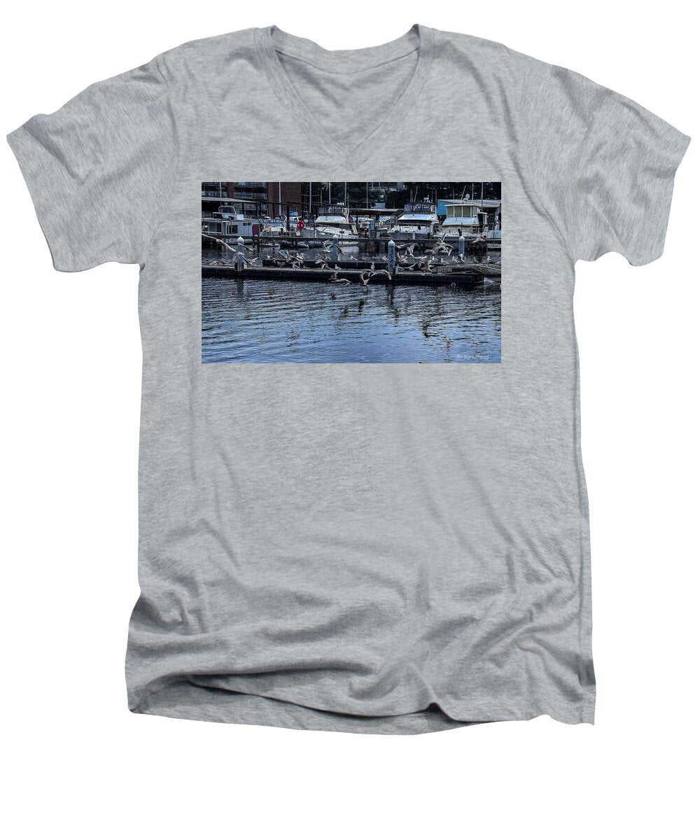 Birds at the Dock - Men's V-Neck T-Shirt