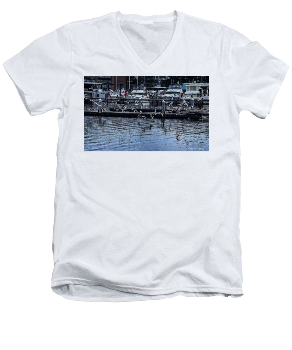 Birds at the Dock - Men's V-Neck T-Shirt