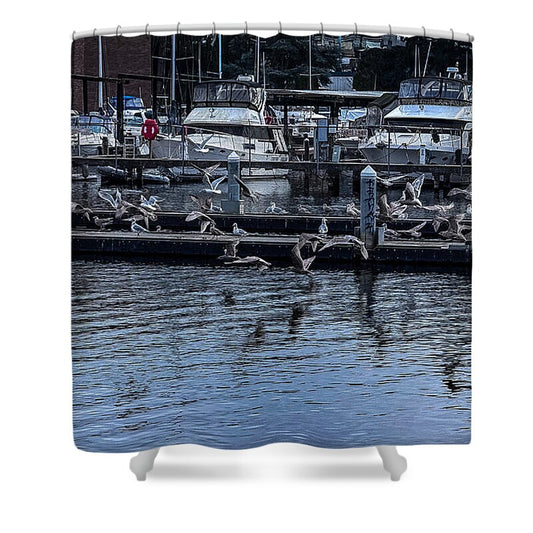Birds at the Dock - Shower Curtain