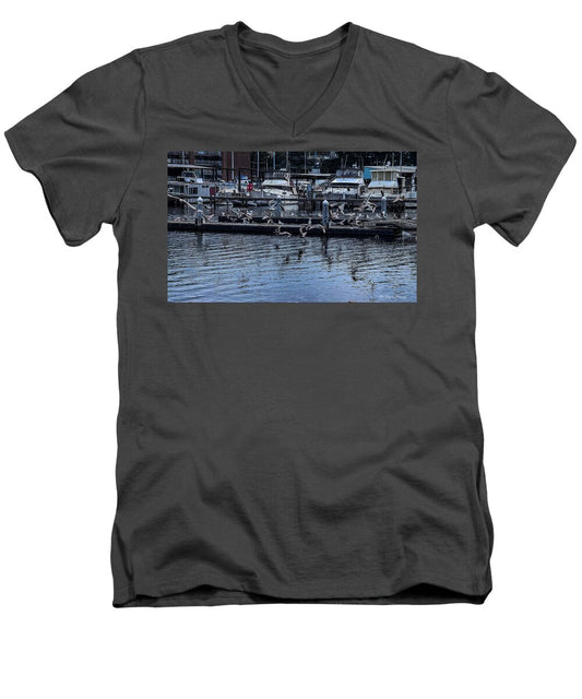 Birds at the Dock - Men's V-Neck T-Shirt
