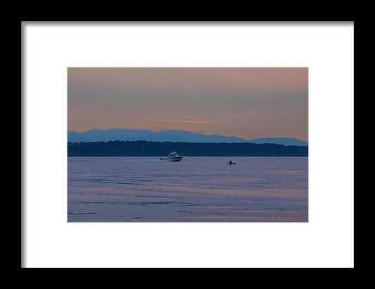 Boating at sunset - Framed Print