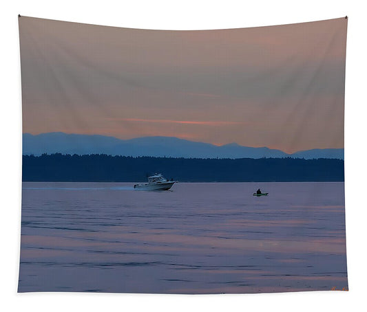 Boating at sunset - Tapestry