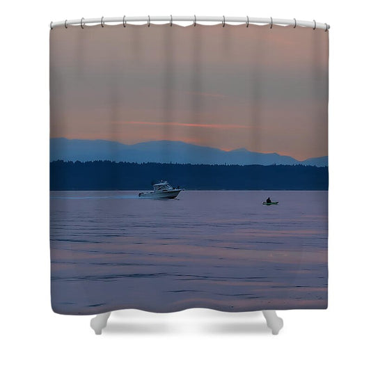 Boating at sunset - Shower Curtain