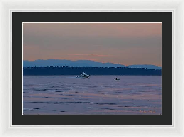 Boating at sunset - Framed Print
