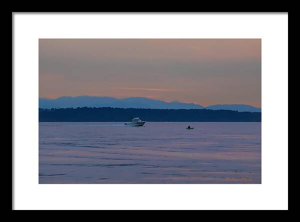 Boating at sunset - Framed Print