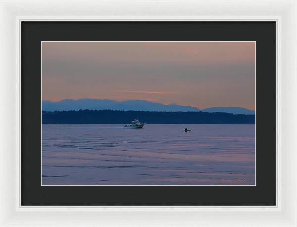 Boating at sunset - Framed Print