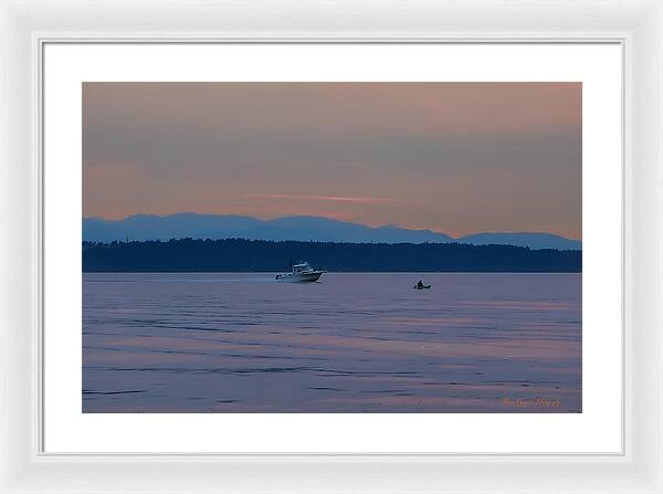 Boating at sunset - Framed Print