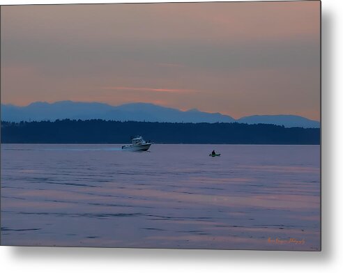 Boating at sunset - Metal Print