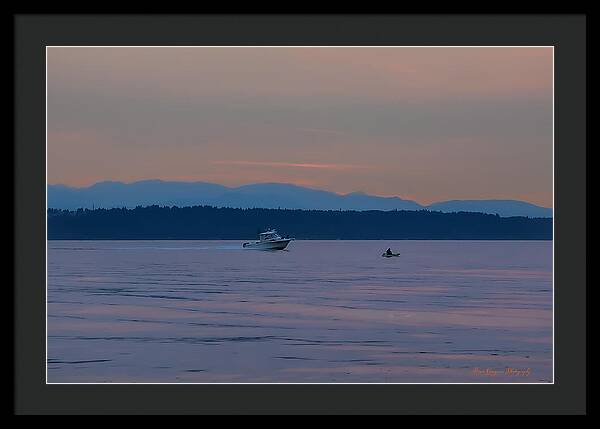 Boating at sunset - Framed Print